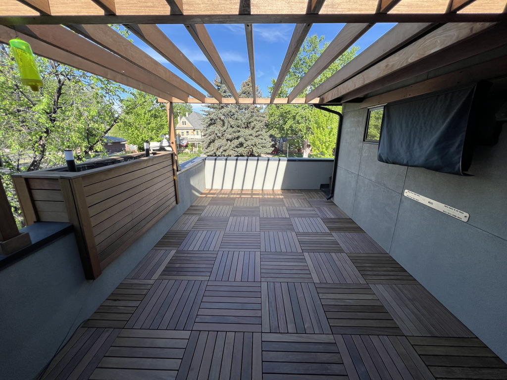Custom rooftop deck with premium finishes in Denver, Colorado.